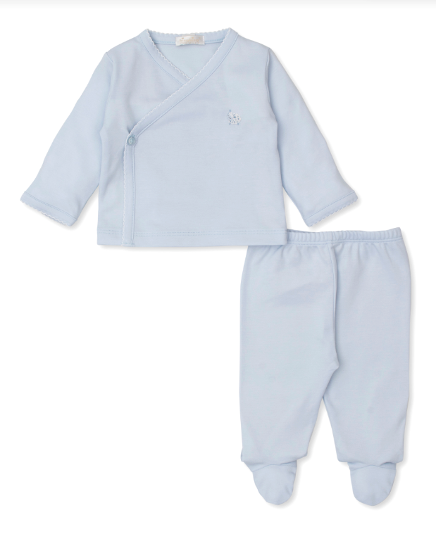 SCE Fleecy Sheep Footed Pant Set with Hand Emb, Blue