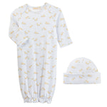 Baby Club Chic Tiny Baby Duckies Printed Pima Gown and Hat Set