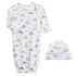 Baby Club Chic Cute Roars Printed Pima Gown with Hat Set