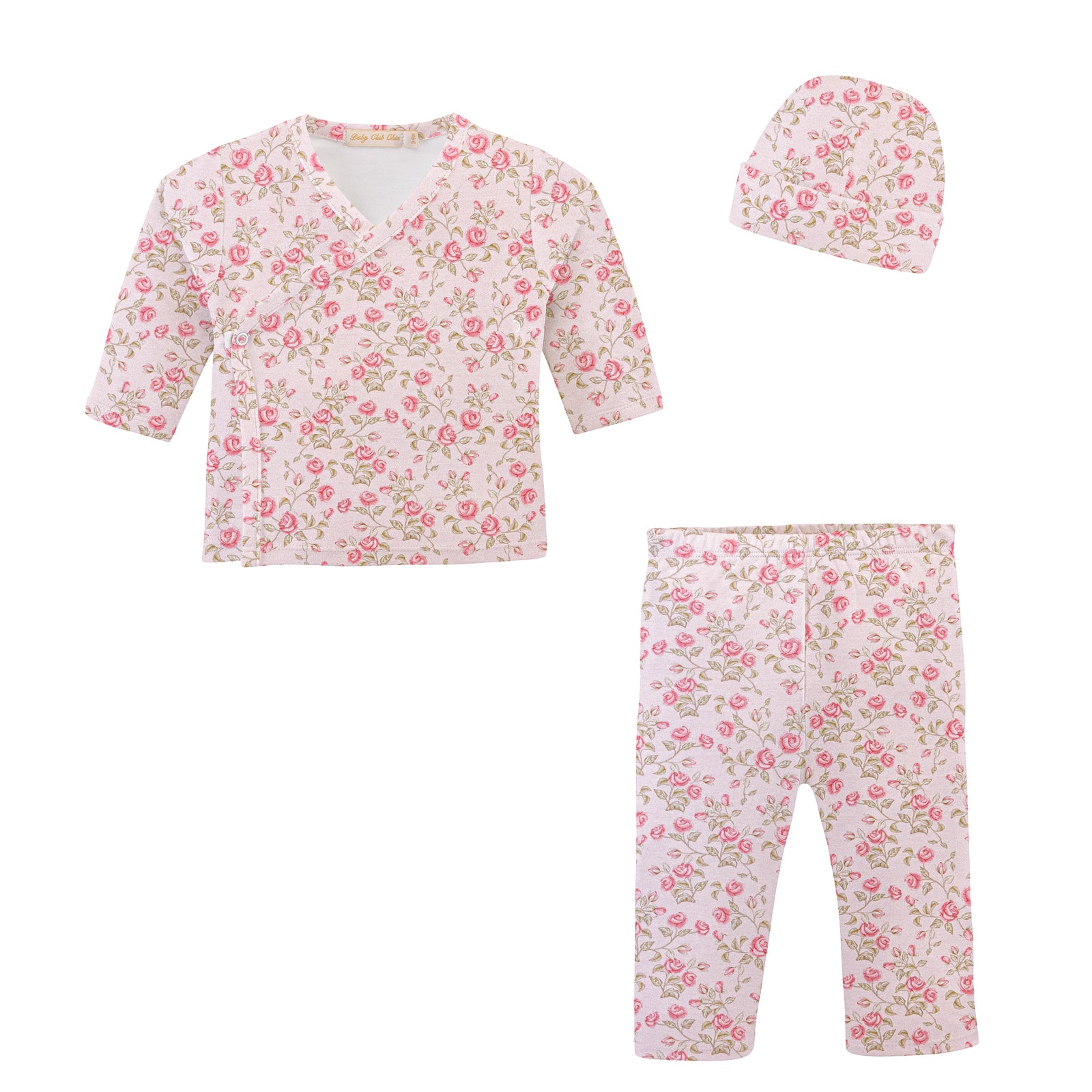 Baby Club Chic Velvet Petals Printed Pima Gown and Hat Set