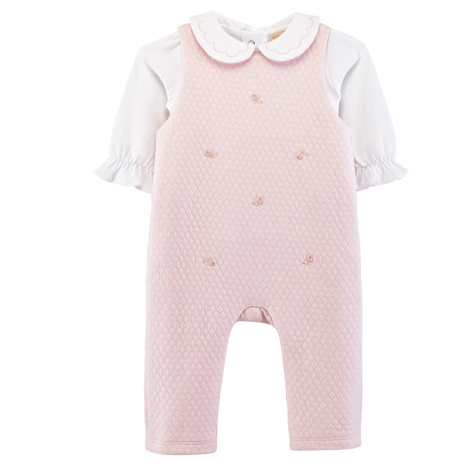 Baby Club Chic Rose Buds Pima Jacquard All Over Embroidery Longall with Emb. Collar Bodysuit
