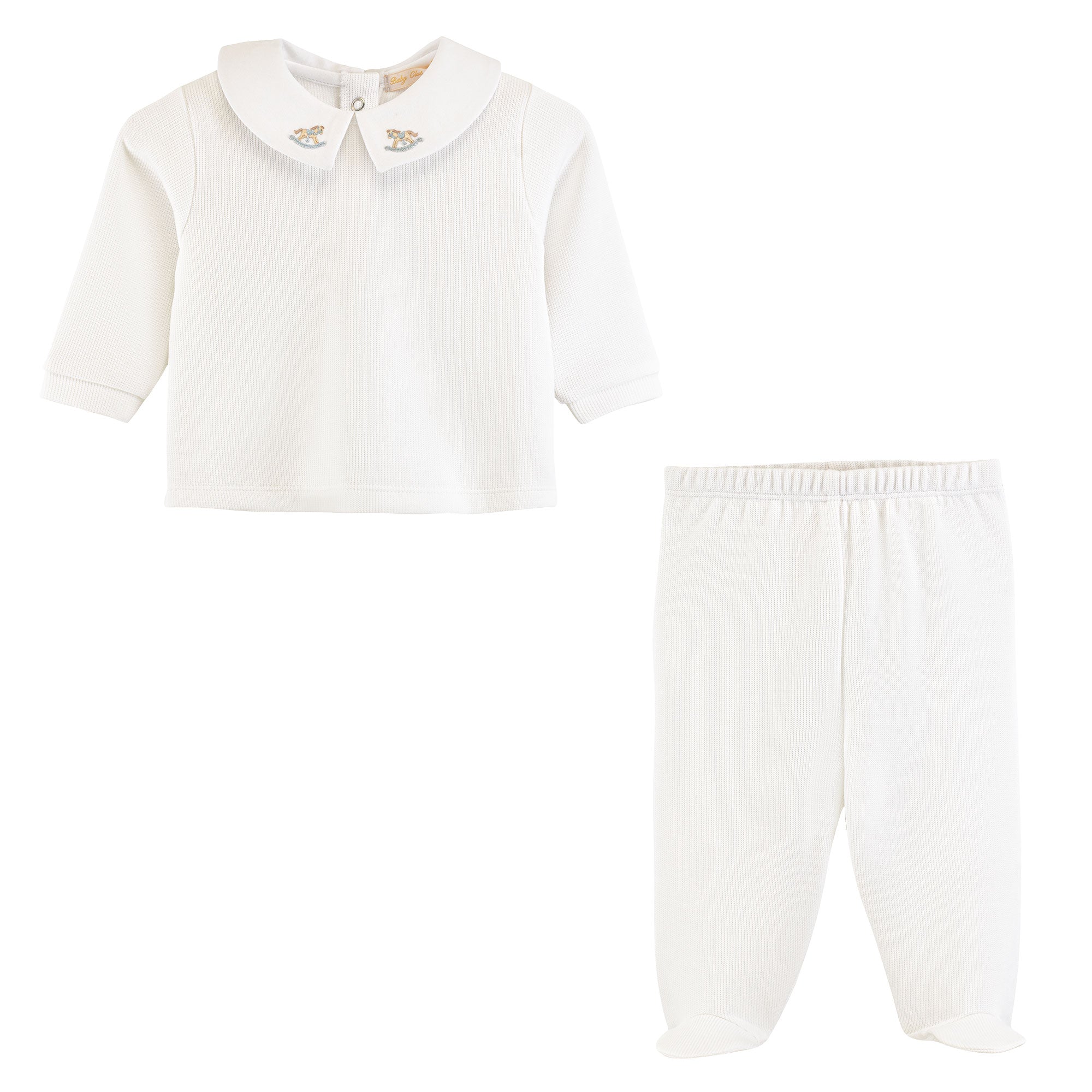 English Knot Rocking Horse Top and Pant Set, White