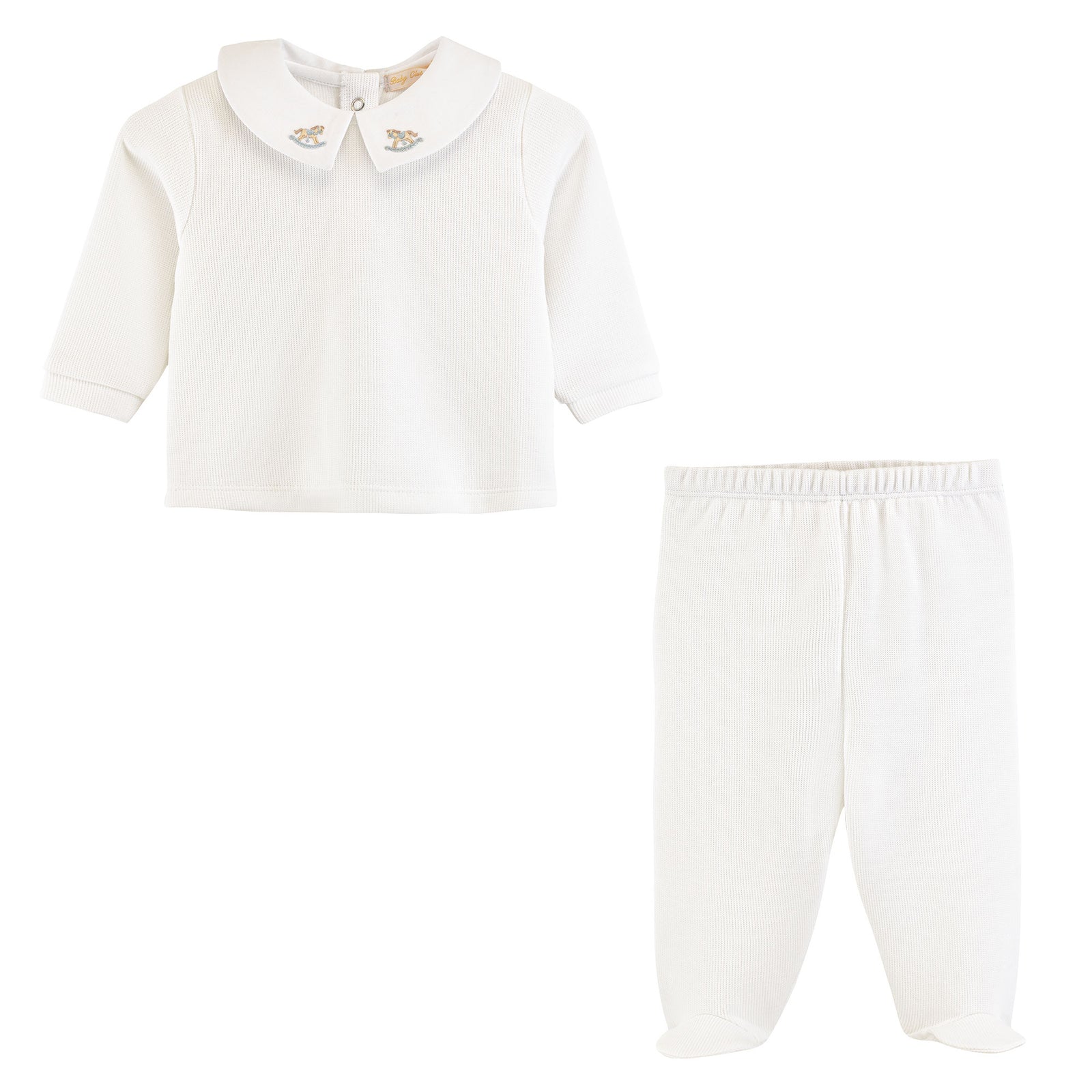 English Knot Rocking Horse Top and Pant Set, White
