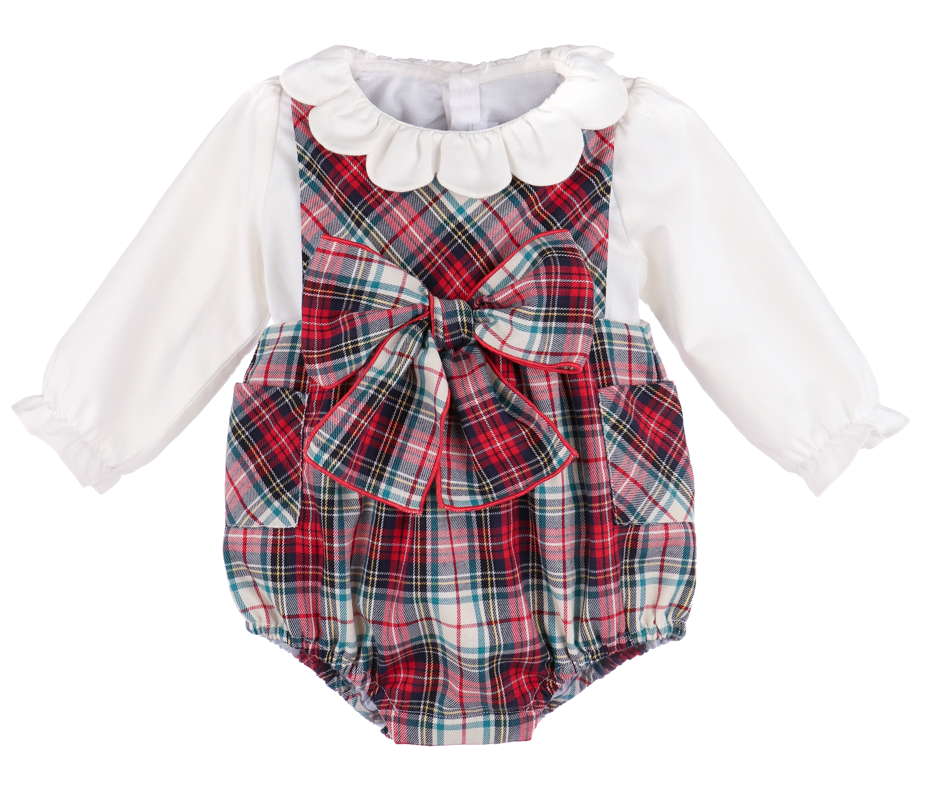 Gingerbread Plaid Bow Bubble, Red