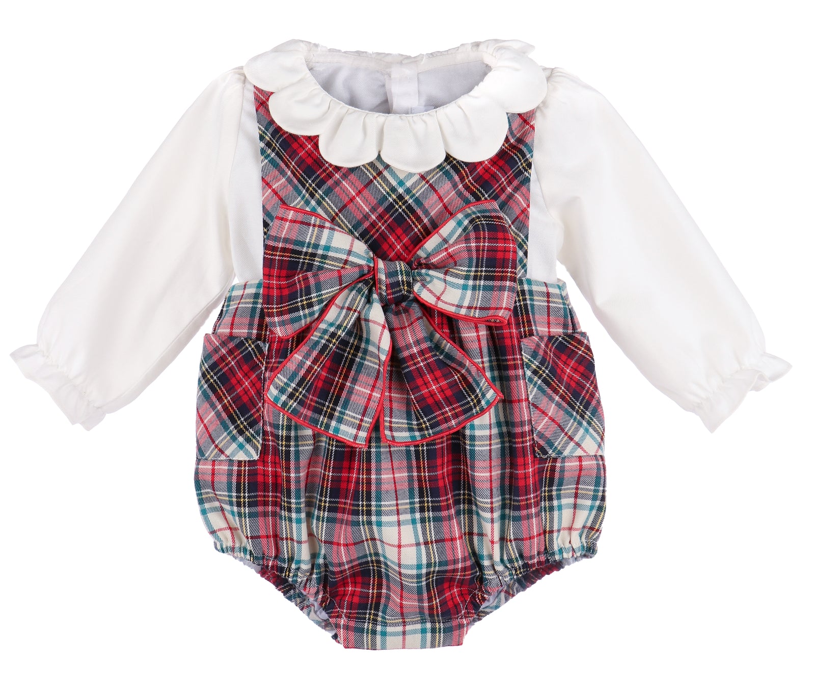 Gingerbread Plaid Bow Bubble, Red