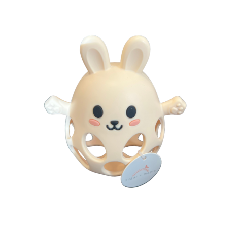 Silicone Squishable Bunny Teether, Cream