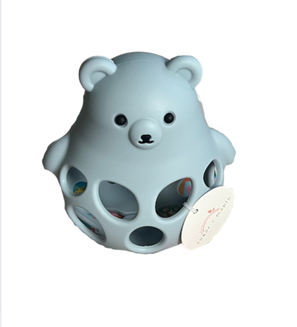 Silicone Squishable Bear Teether, Blue