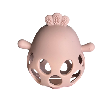 Silicone Squishable Chicken Teether, Blush Pink