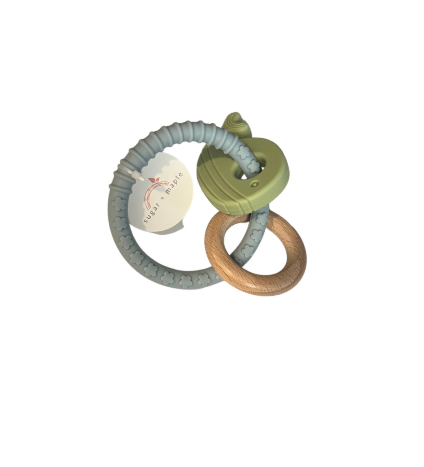 Silicone Whale Ring Teether, Blue