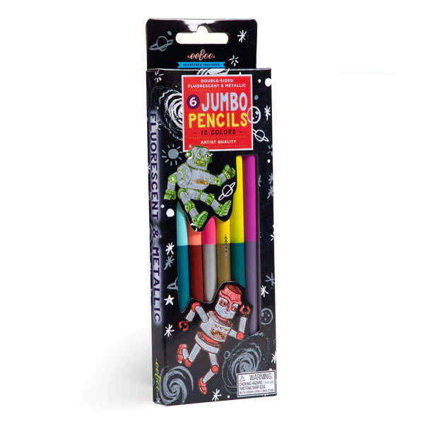 Silver Robot 6 Jumbo Double Sided Pencils