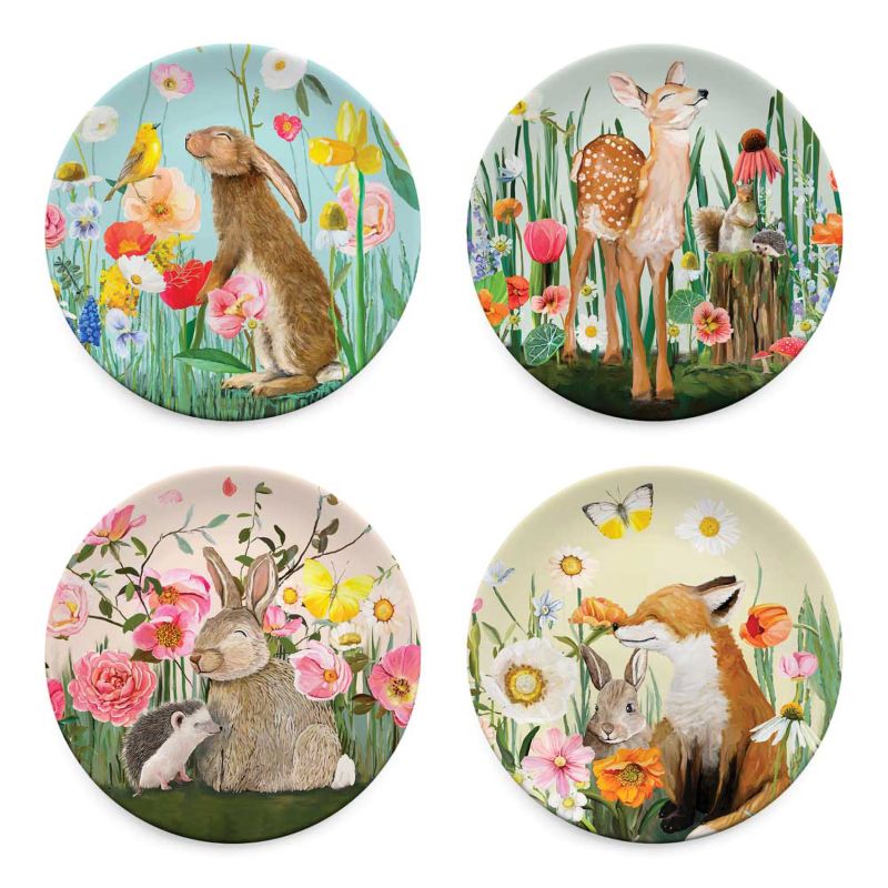 Springtime Friends - Set of 4 Assorted Plates, Serveware Plates