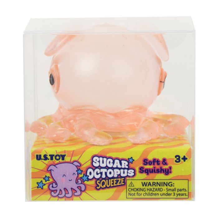 U.S. Toy Sugar Octopus Squeeze Toy, Pink Translucent