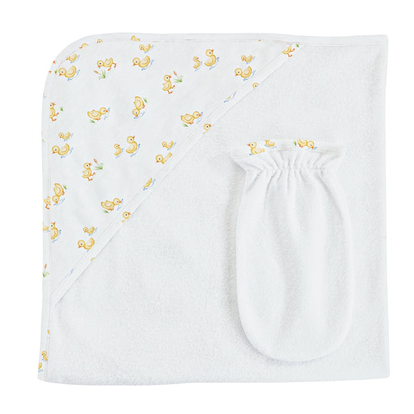 Baby Duckies, Hooded Towel with Mitt Set