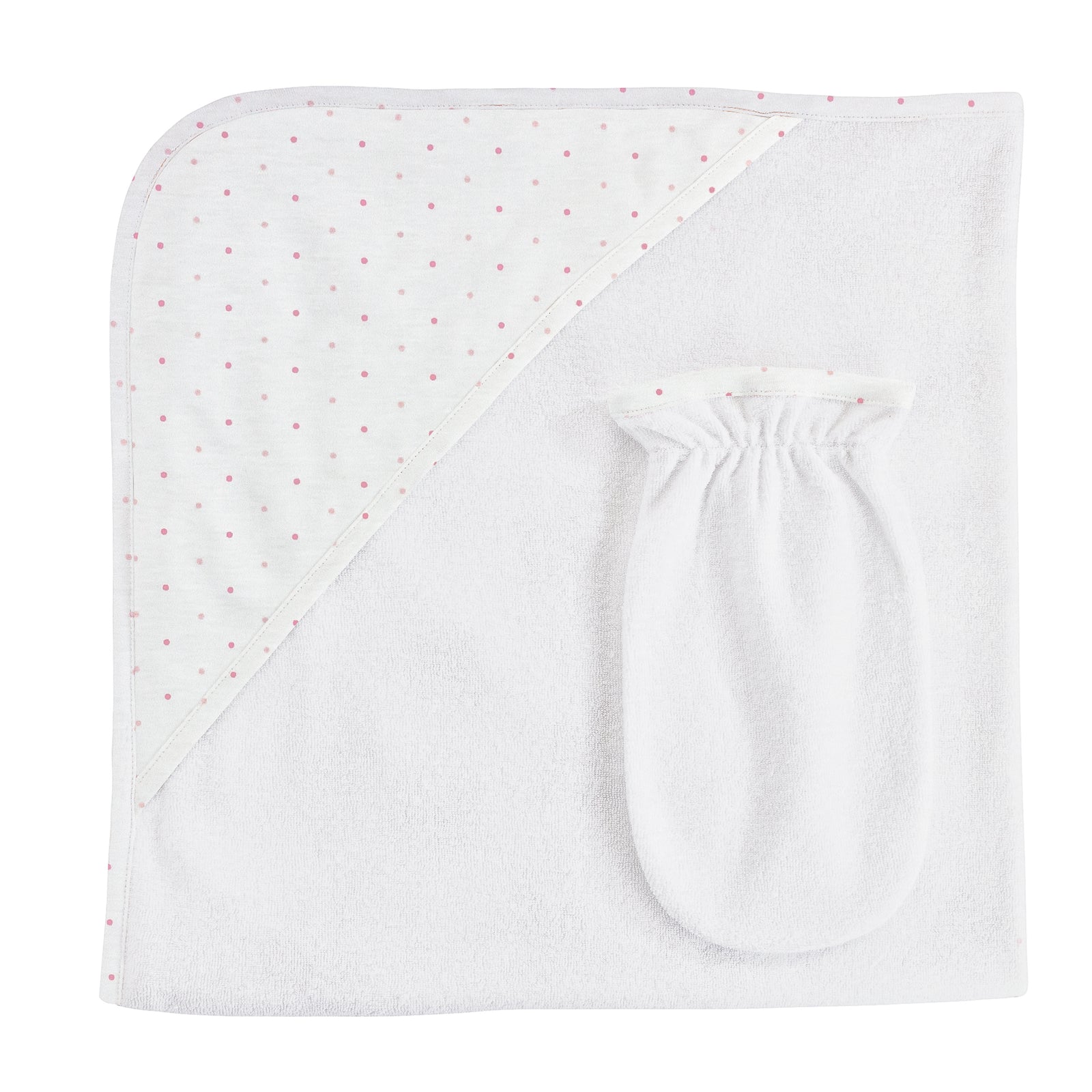 Pink Dots, Hooded Towel with Mitt Set