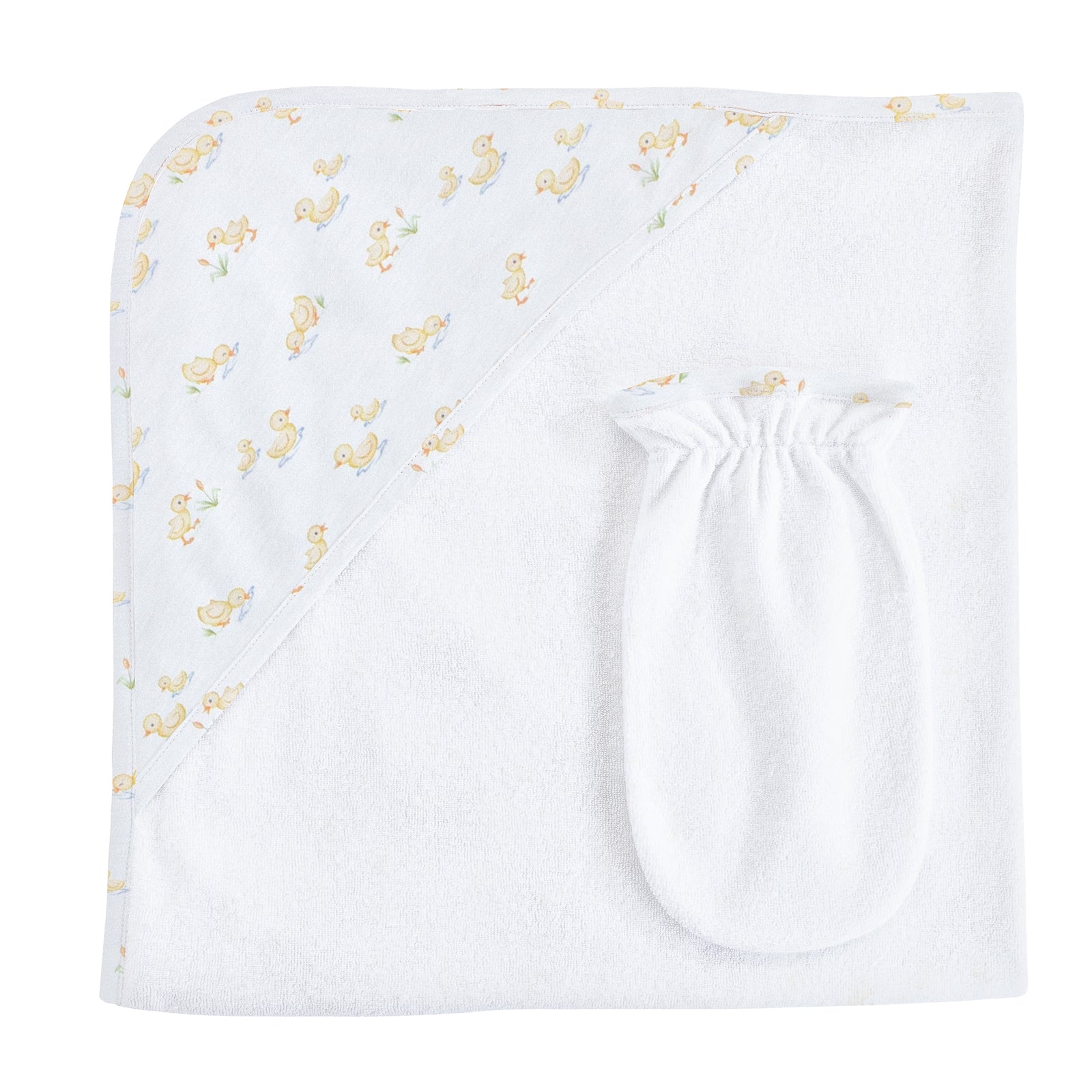 Baby Club Chic Tiny Baby Duckies, Hooded Towel with Mitt Set