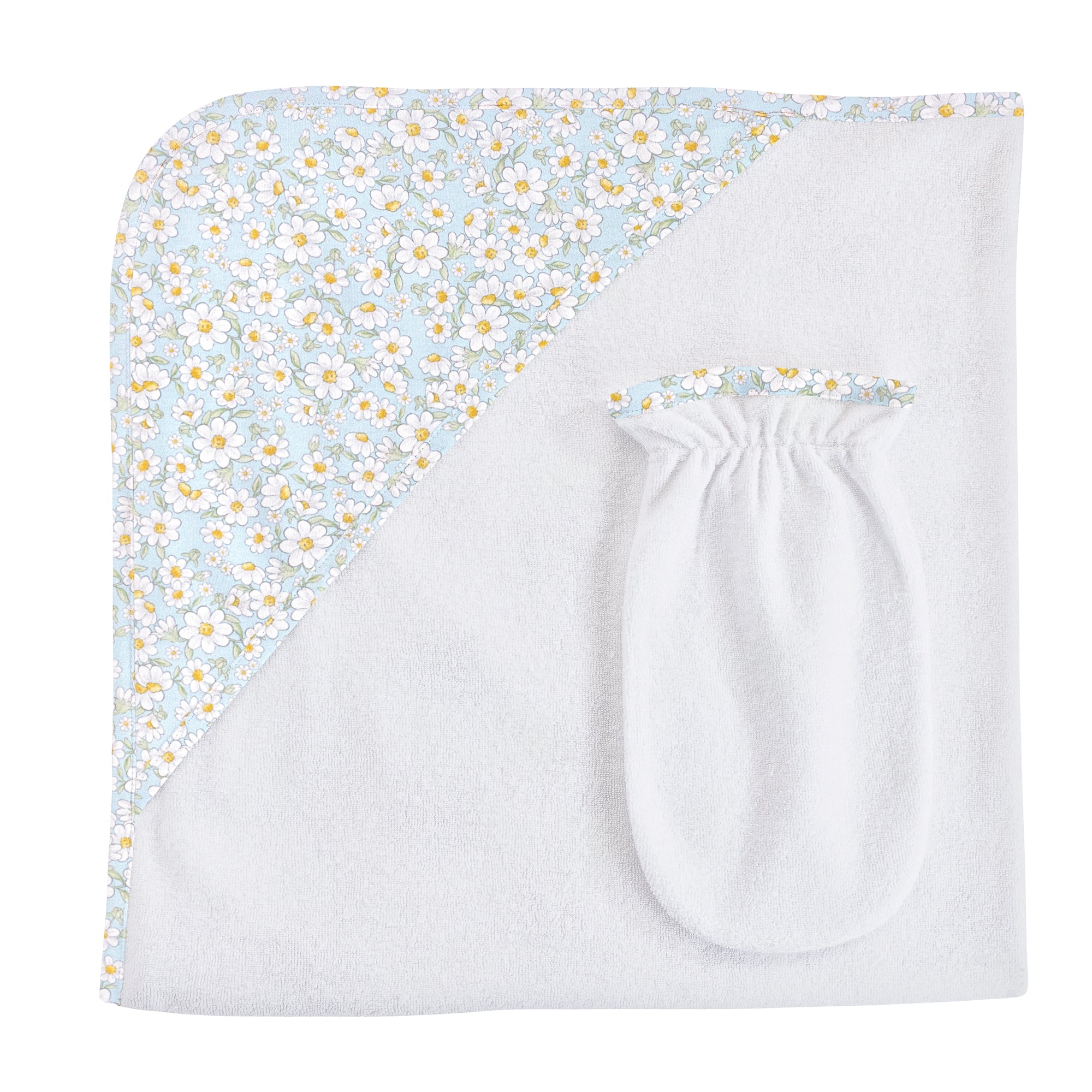 Baby Club Chic Daisy Dreams, Hooded Towel with Mitt Set