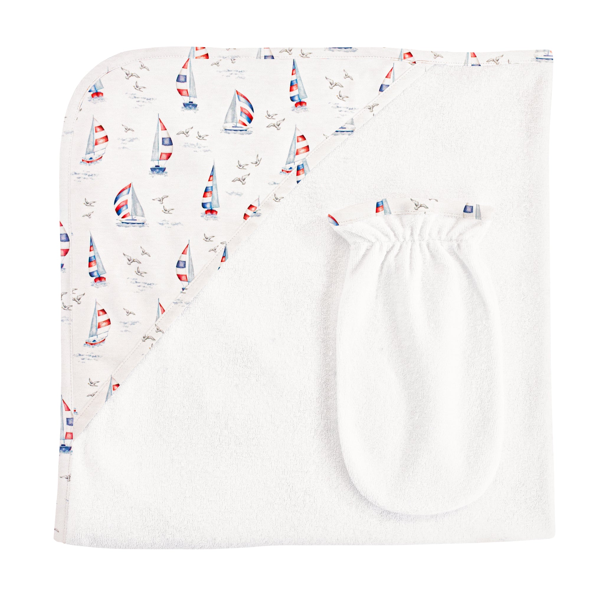 Baby Club Chic Harbor Days, Hooded Towel with Mitt Set
