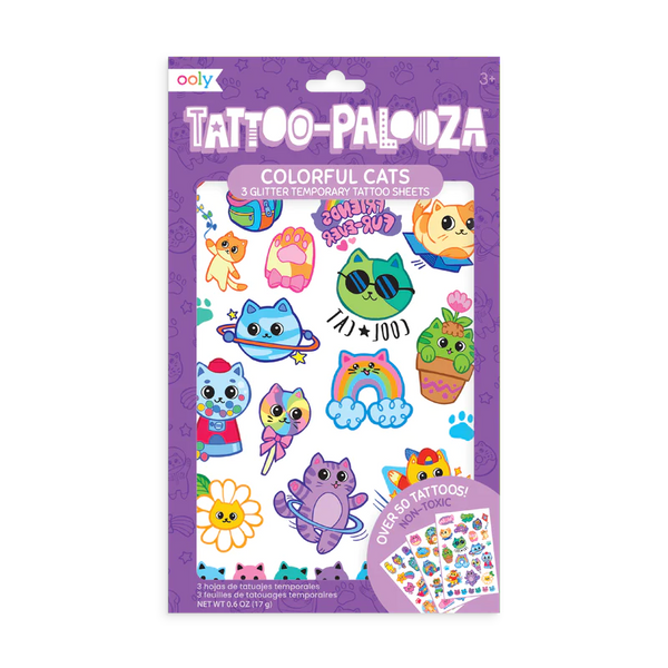Tattoo-Palooza Temporary Tattoos - Colorful Cats