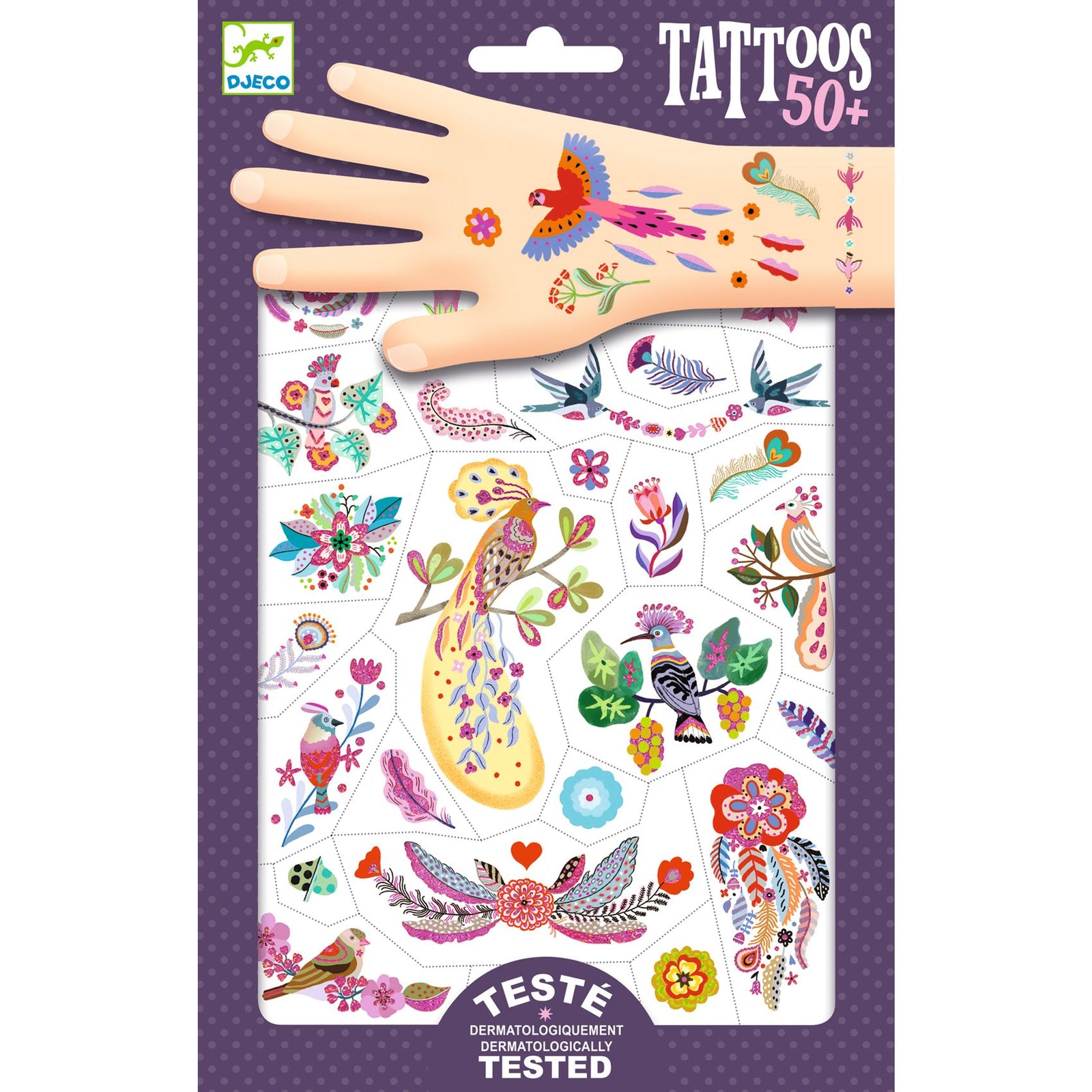Djeco Temporary Tattoos Bright Birds