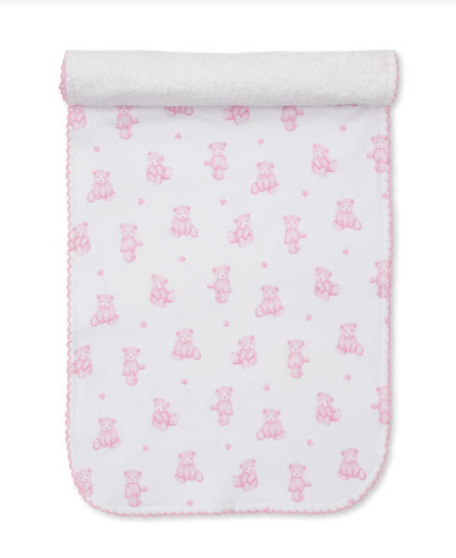 Teddy Bear Time Burp Cloth, Pink