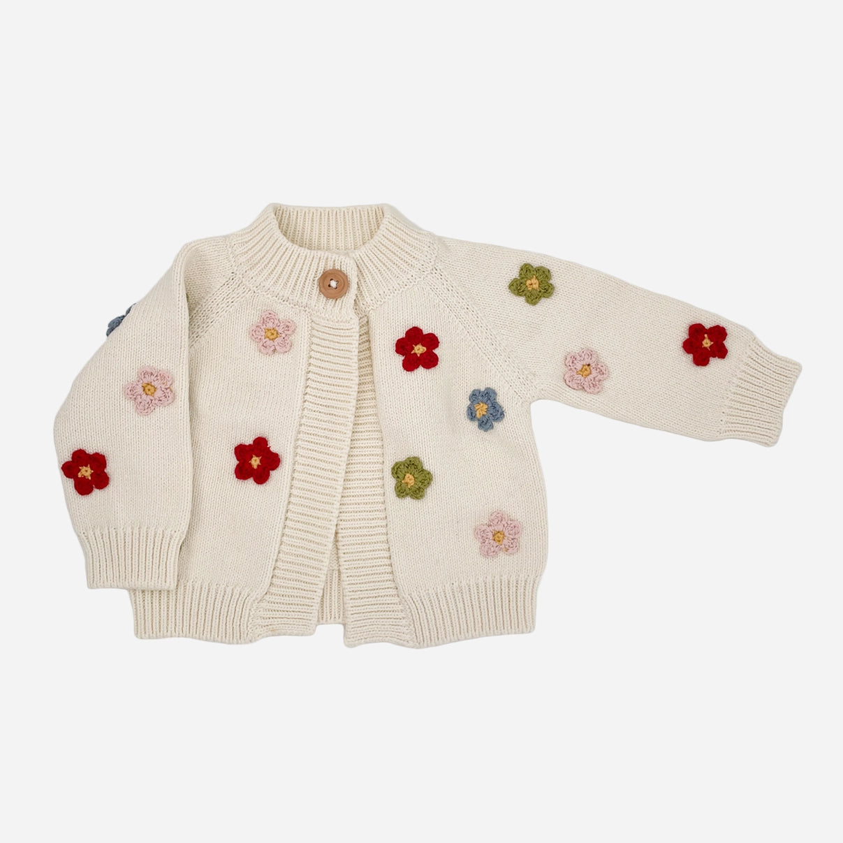 The Blueberry Hill Cotton Flower Cardigan Color Baby Sweaters Clothing