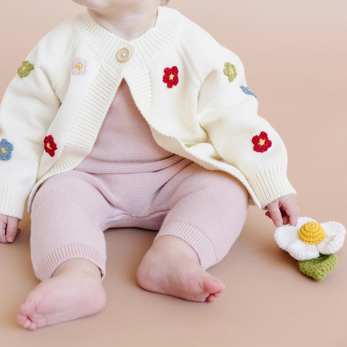 The Blueberry Hill Cotton Flower Cardigan Color Baby Sweaters Clothing