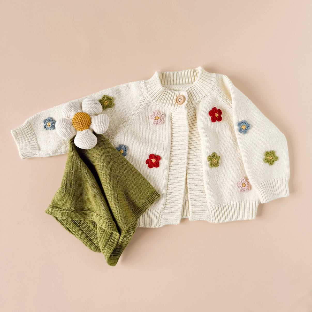 The Blueberry Hill Cotton Flower Cardigan Color Baby Sweaters Clothing
