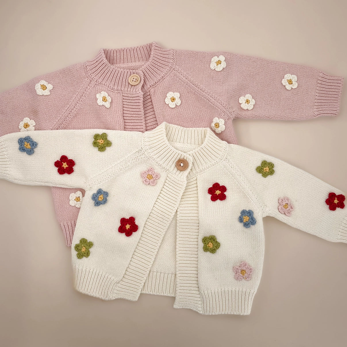 The Blueberry Hill Cotton Flower Cardigan Color Baby Sweaters Clothing