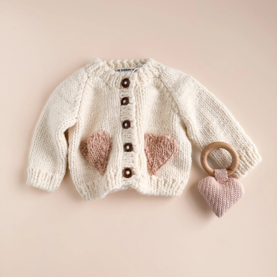 The Blueberry Hill Heart Cardigan Blush Baby Girls Clothing Valentine's Sweater