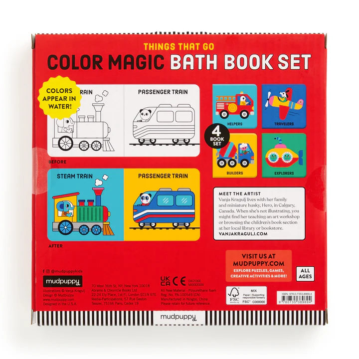 Mudpuppy Things That Go Color Magic Bath 4 Book Set