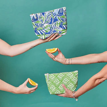 Tropical Navy Green Relaxed Pouch, Large