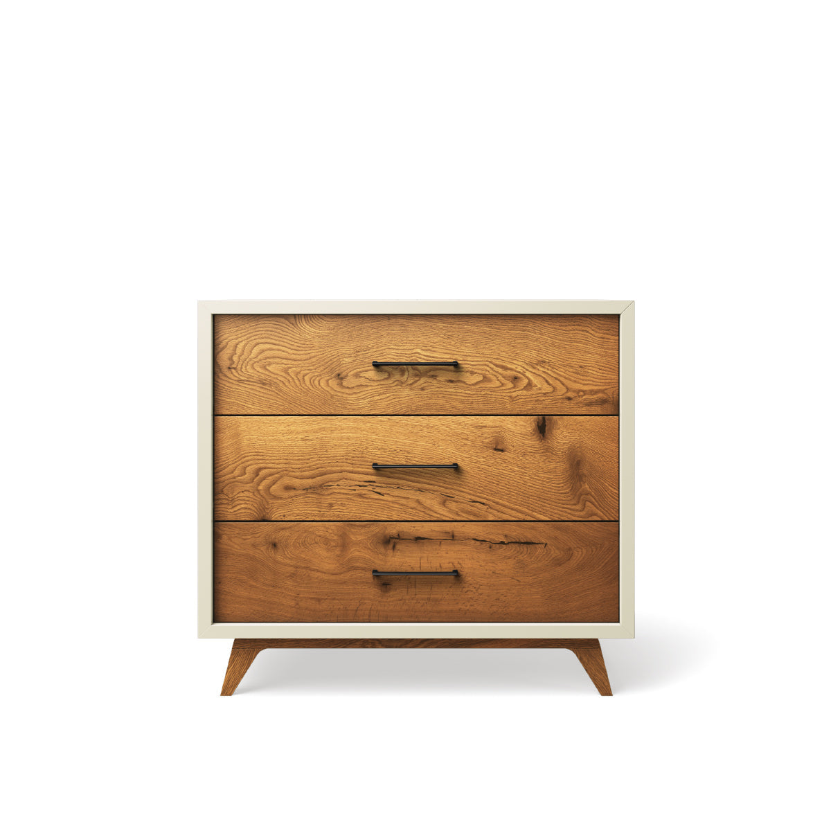 Single Dresser Bianco Satinato with Black Handles