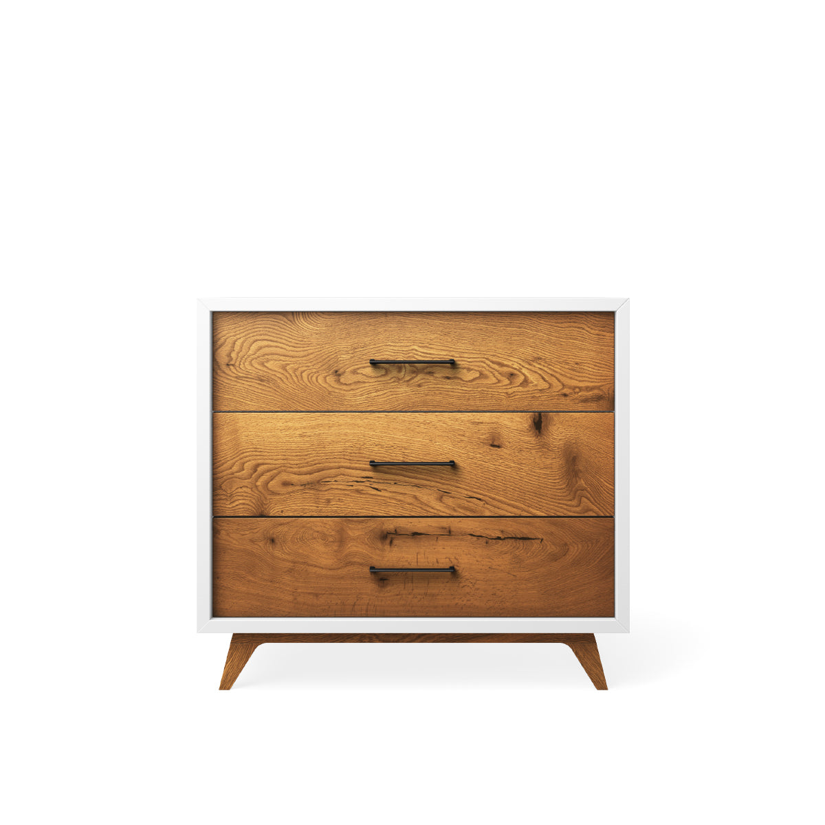 Single Dresser Solid White with Black Handles