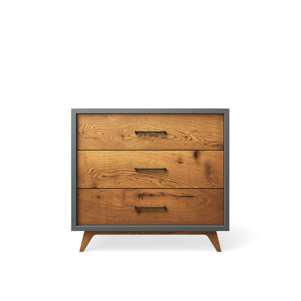 Single Dresser Washed Grey with Black Handles