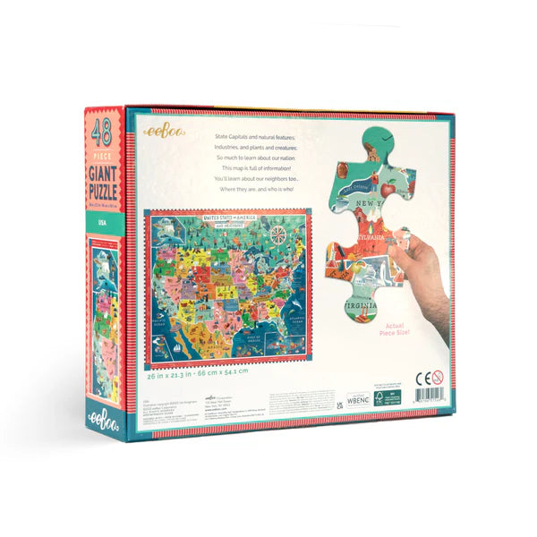 USA Map 48 Piece Giant Puzzle