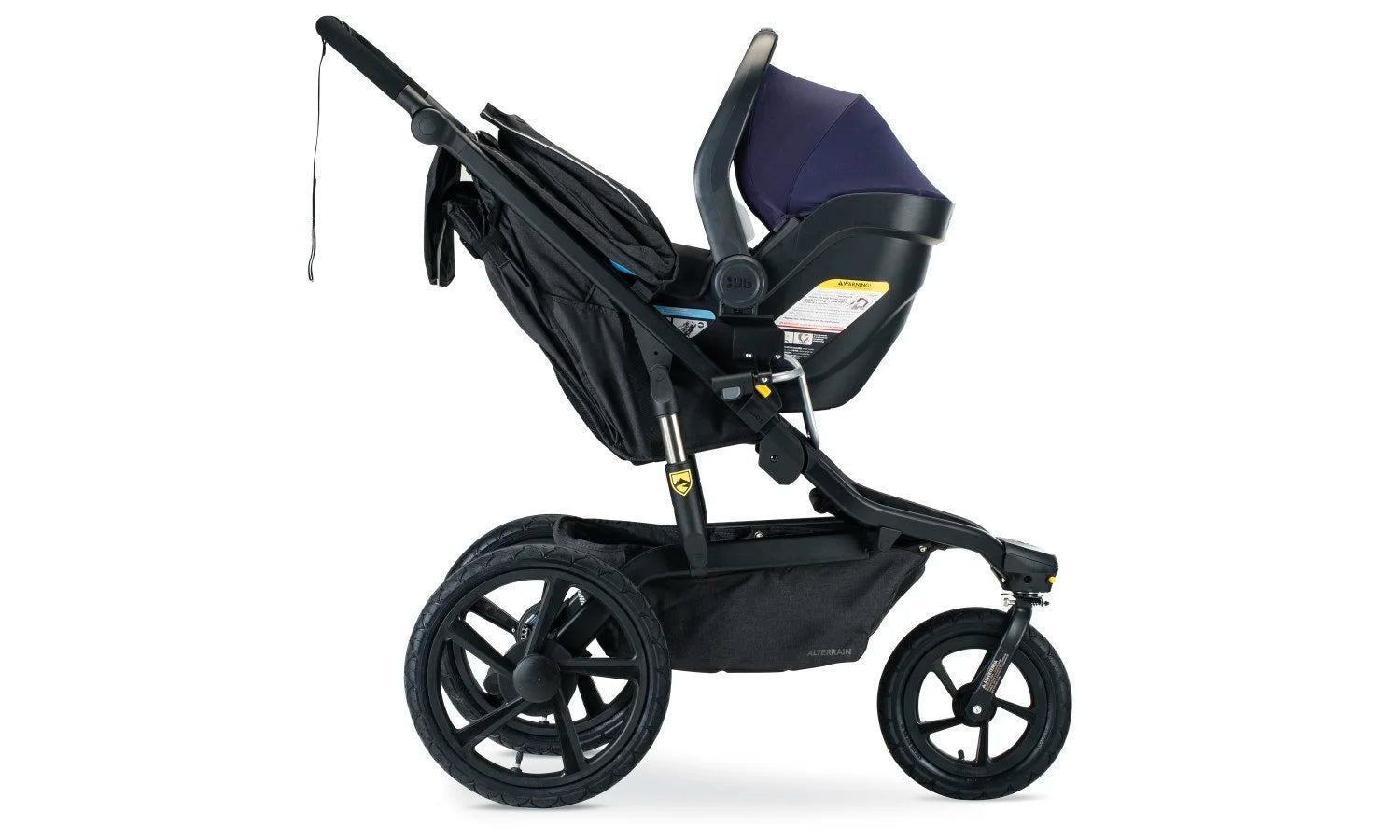 Right Side Profile View of UPPA Baby Infant Car Seat Attached to Alterrain Jogging Stroller