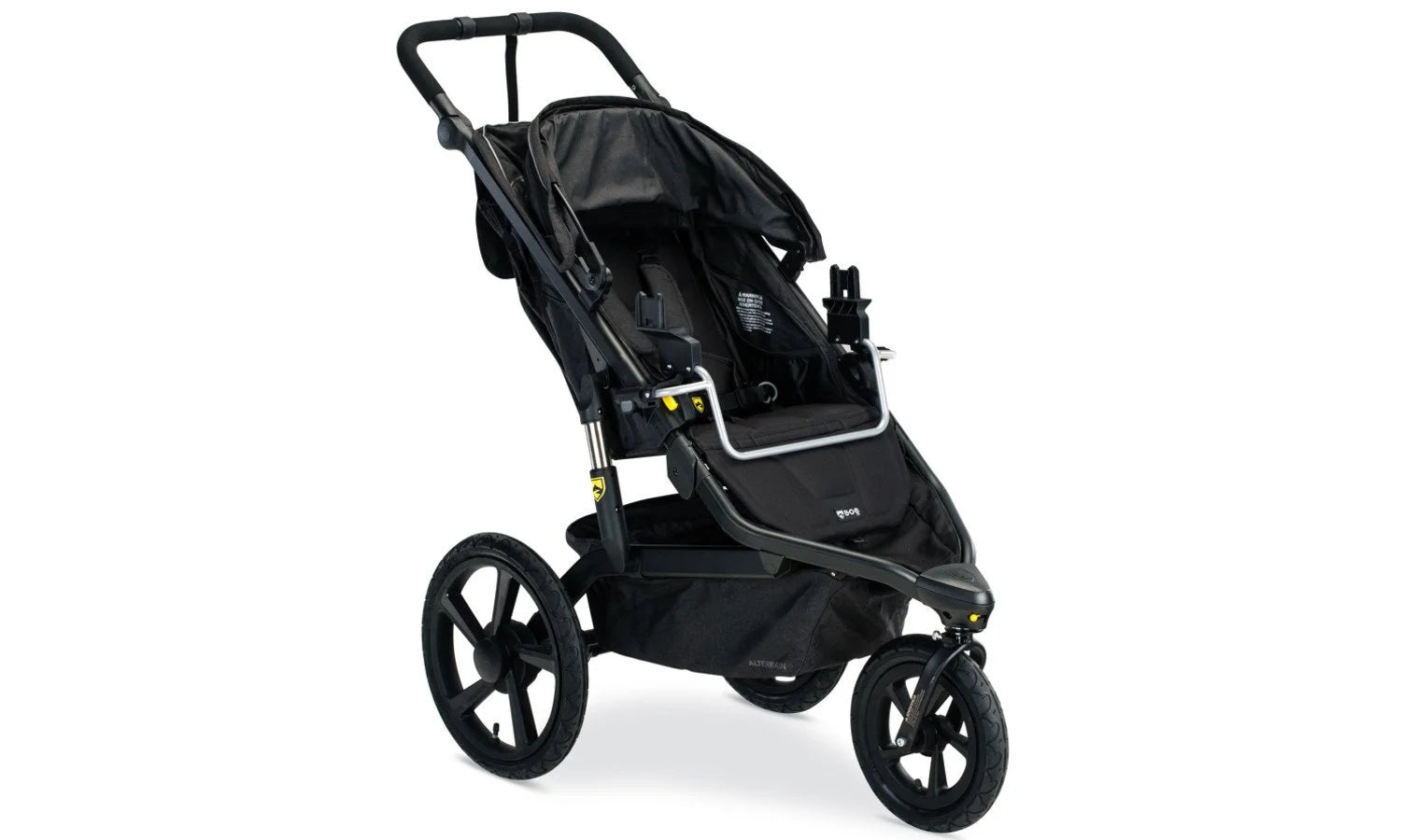 Alterrain jogging Stroller with adapter frame attached to the receivers