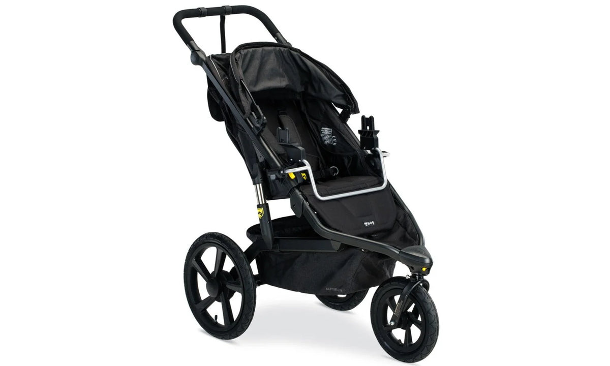 Alterrain jogging Stroller with adapter frame attached to the receivers