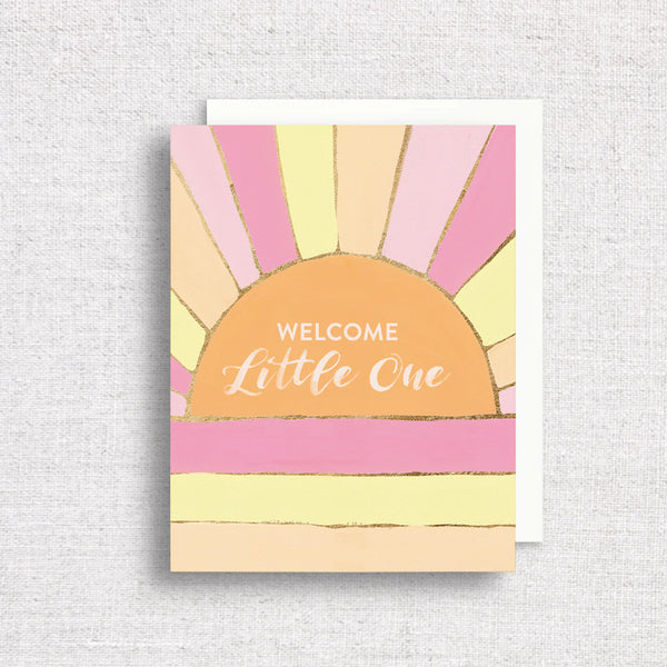 "Welcome Little One" Retro Sun Greeting Card