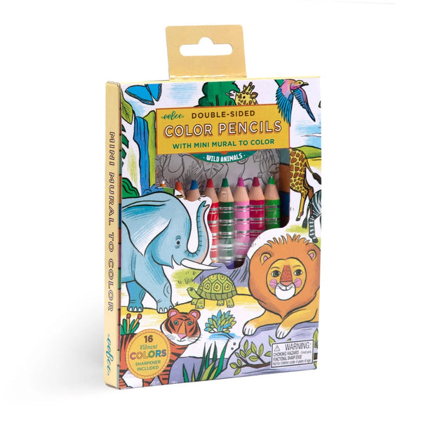 Mini Mural with Double-Sided Color Pencils, Wild Animals