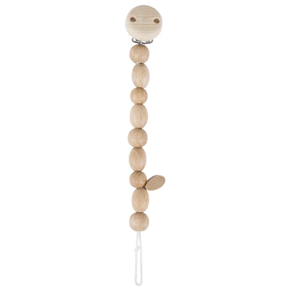 Goki Wooden Soother Chain Clip - Natural Beads