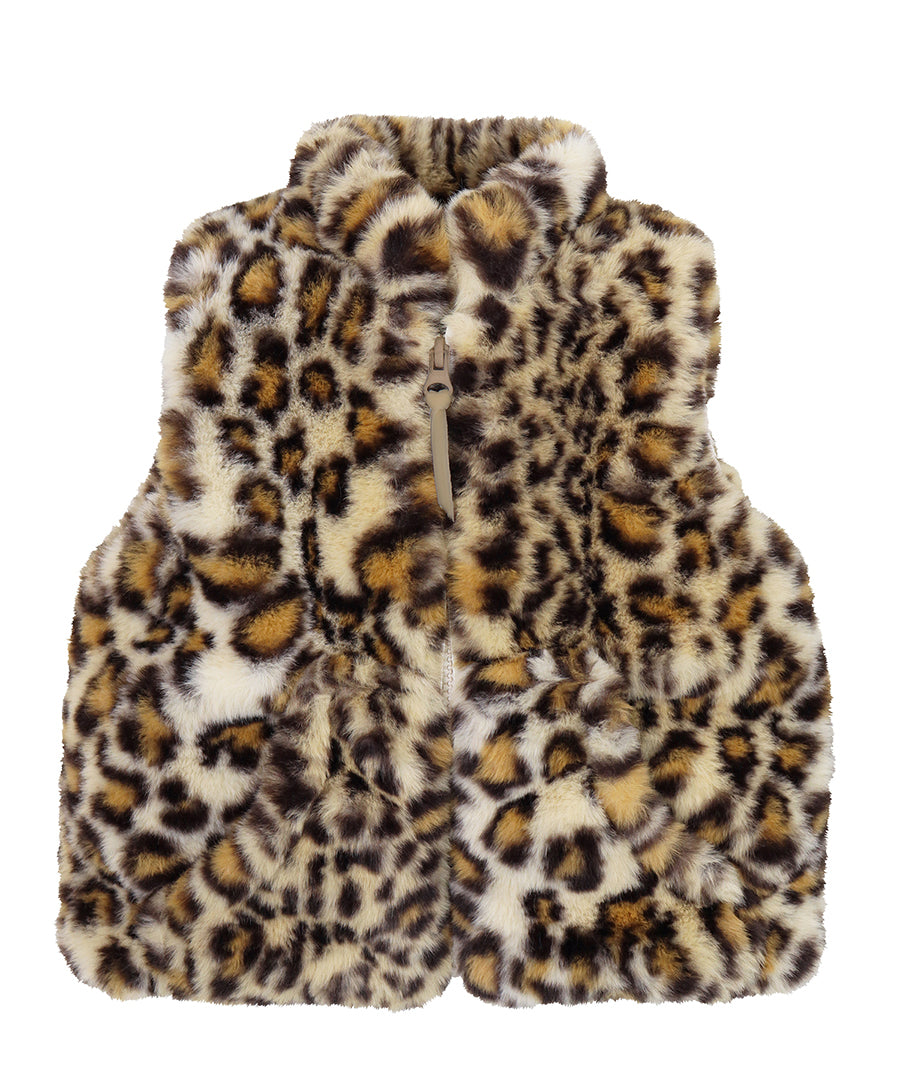 Zip Front Golden Leopard Vest