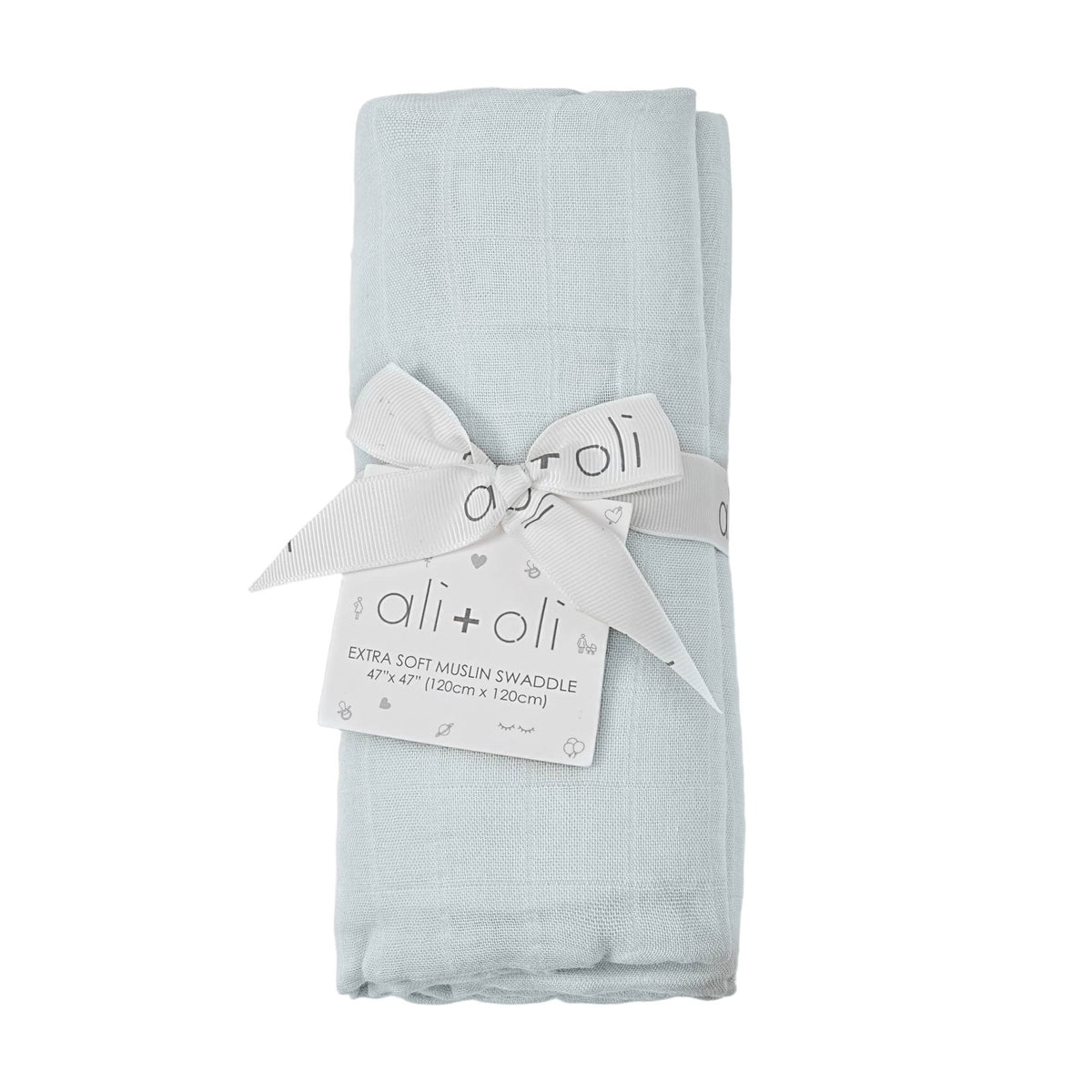 Ali + Oli Bamboo Muslin Swaddle Blanket - Misty Sky