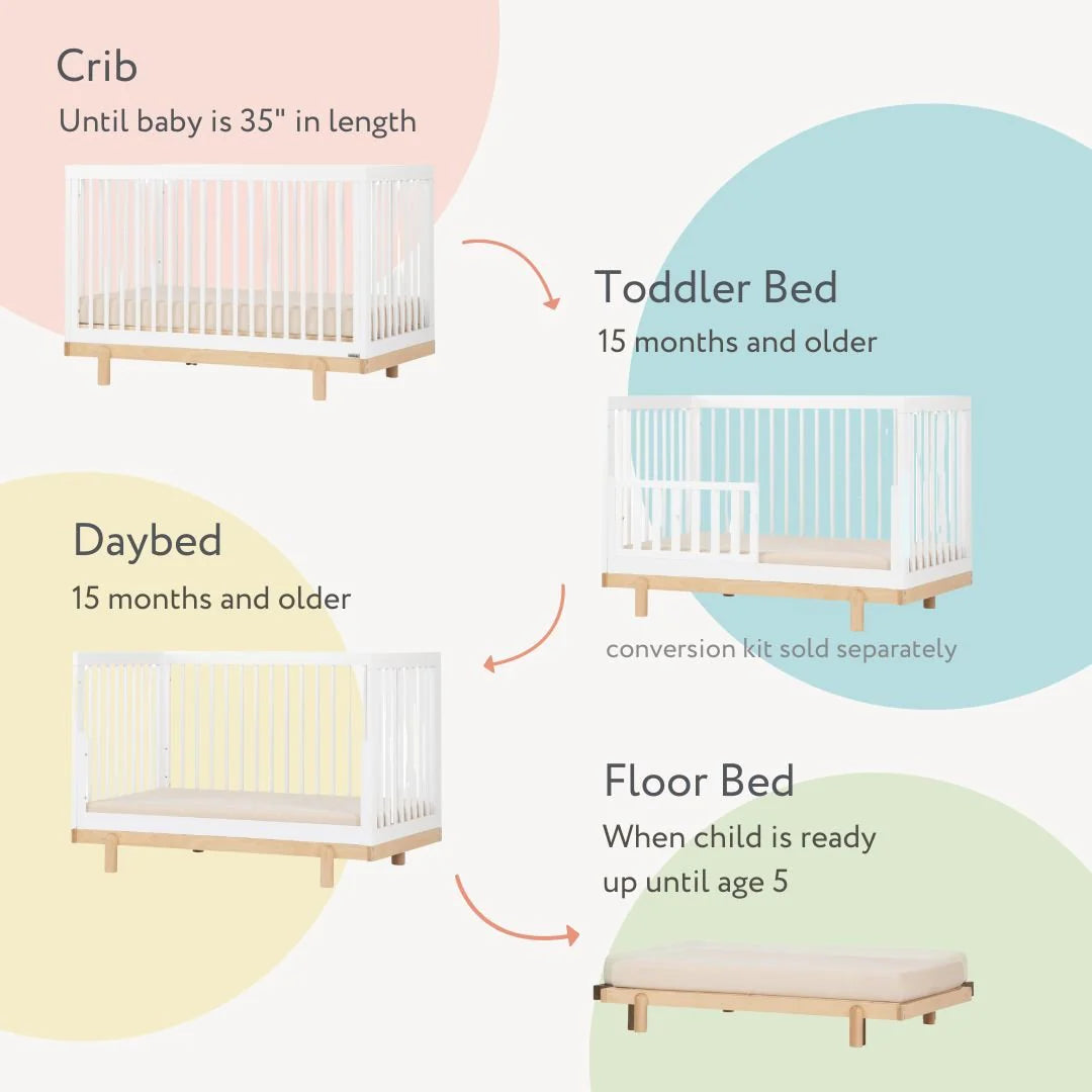 Bliss 4-in-1 Convertible Crib, White/Natural