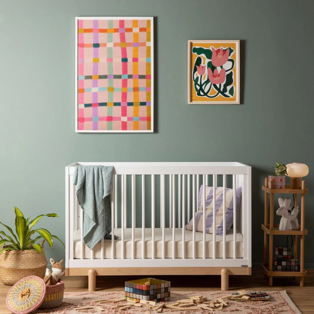 Bliss 4-in-1 Convertible Crib, White/Natural
