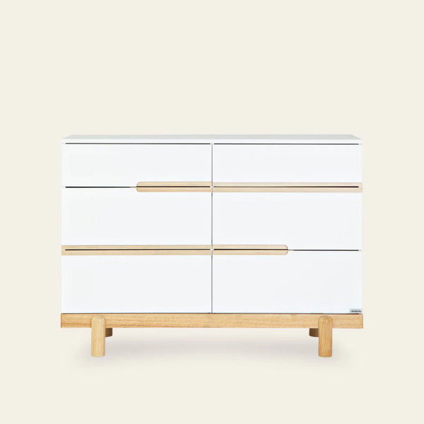 Bliss 6-Drawer Dresser, White/Natural