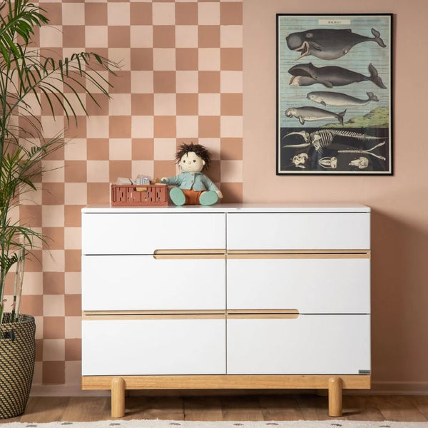 Bliss 6-Drawer Dresser, White/Natural