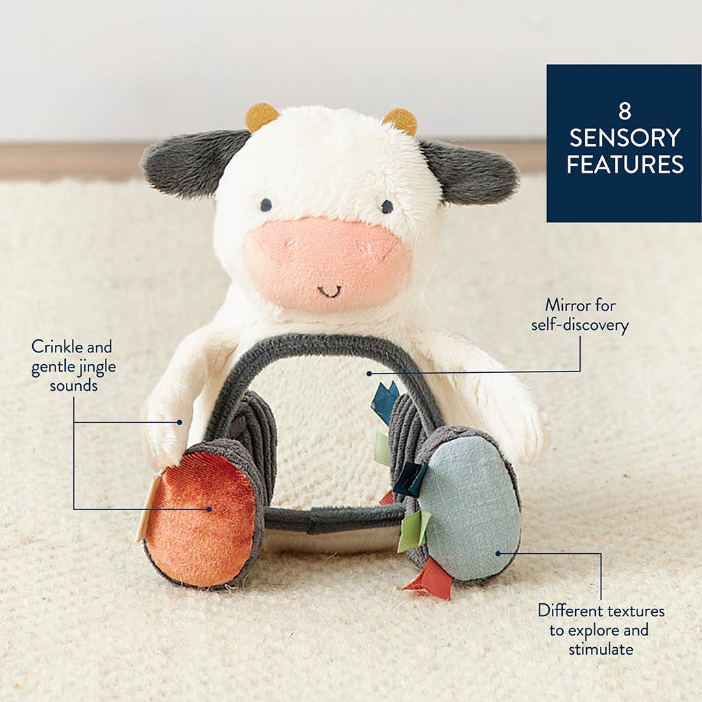 Itzy Ritzy Carmen The Cow - Itzy Bitzy Mirror™ Travel + Tummy Time Toy