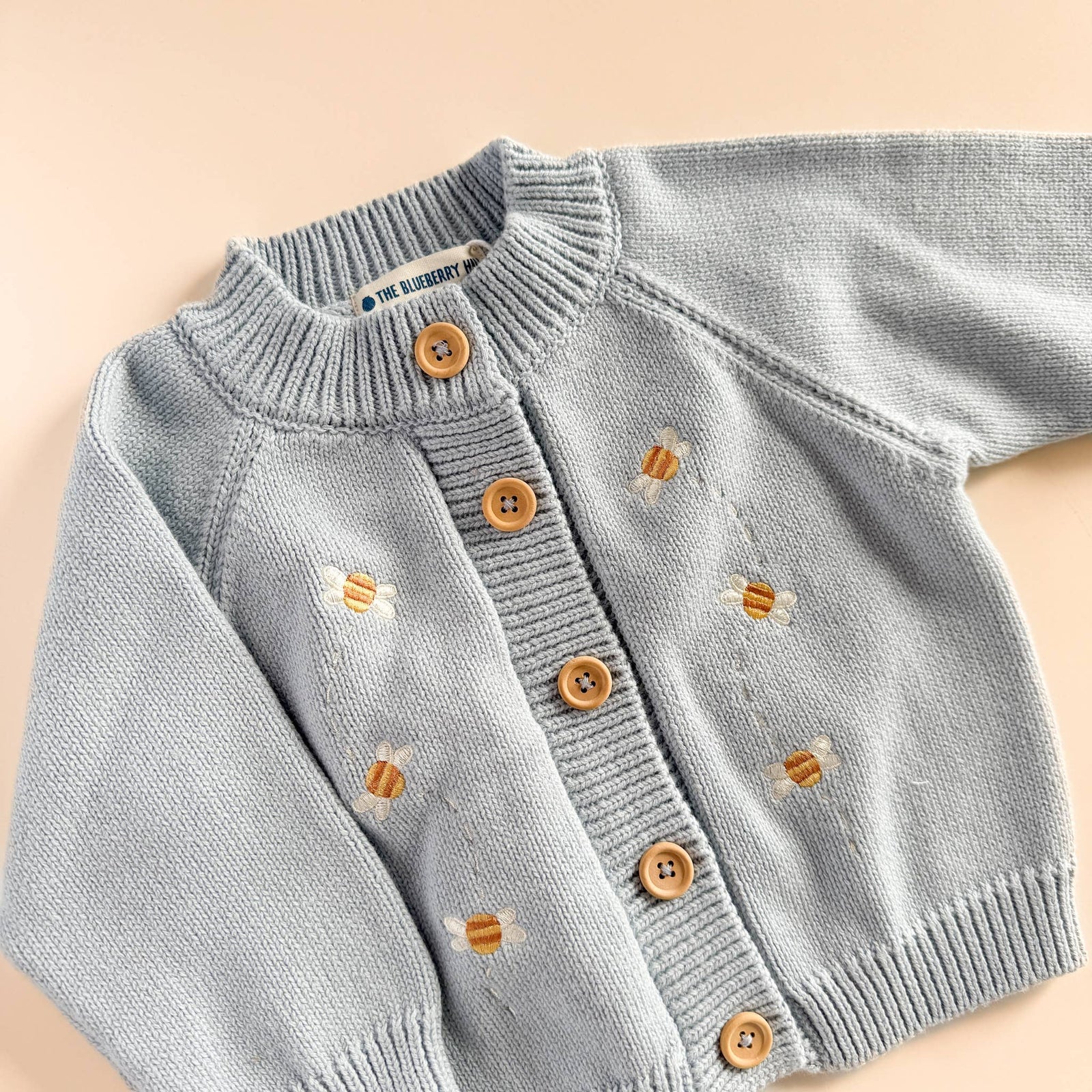 The Blueberry Hill Cotton Bee Embroidered Baby Cardigan