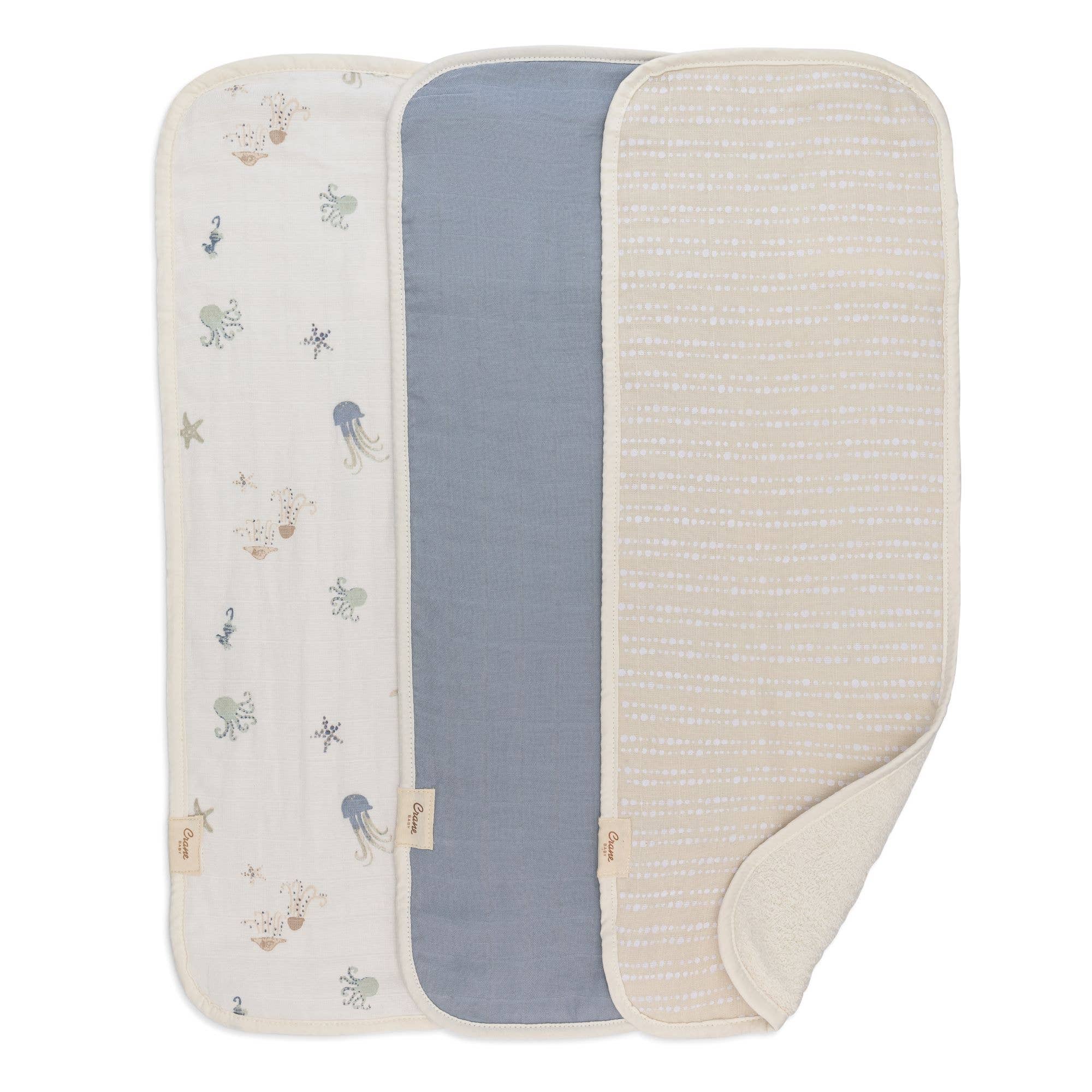 Crane Baby Cove 3-pc. Baby Burp Cloth Set (Ocean)